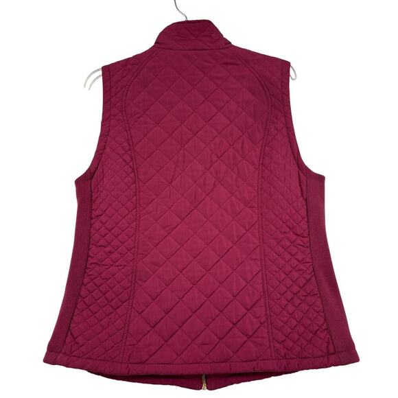 Aspen Quilted Vest Size L Berry Red Zip Up Fully Lined Stretch Knit Side Panels - Picture 5 of 9